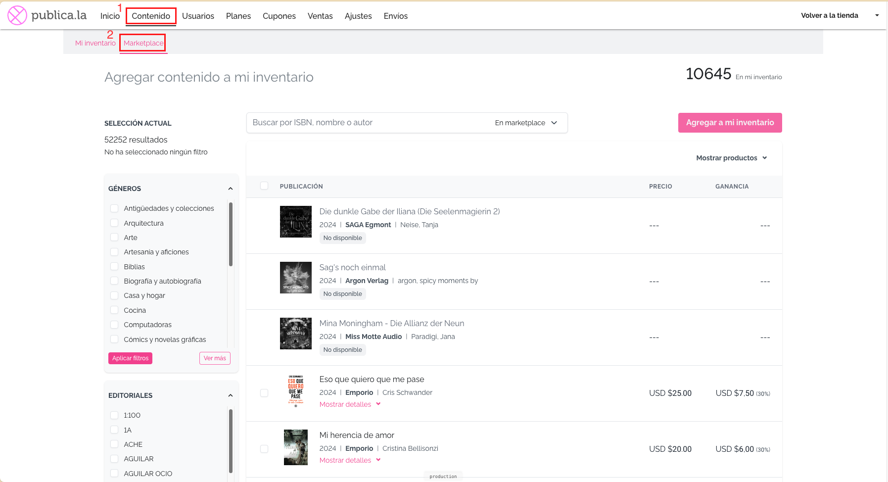 Marketplace Dashboard